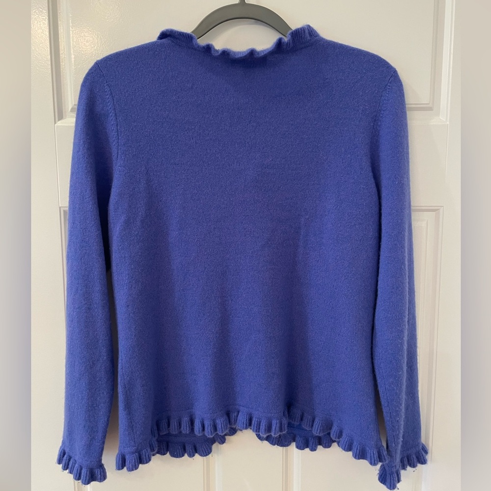 Blue Ruffle Cashmere Cardigan - Picture 3 of 3